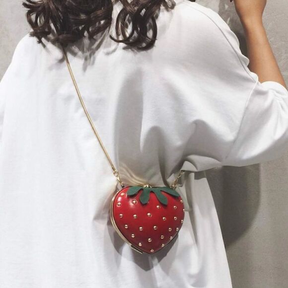Strawberry heart shaped crossbody purse - Picture 1 of 11
